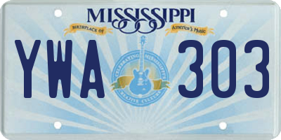 MS license plate YWA303