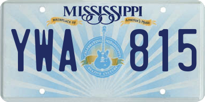 MS license plate YWA815