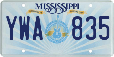 MS license plate YWA835