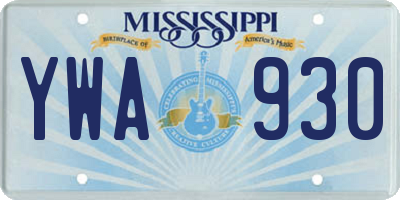 MS license plate YWA930
