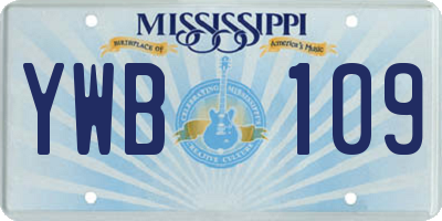 MS license plate YWB109