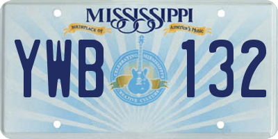 MS license plate YWB132