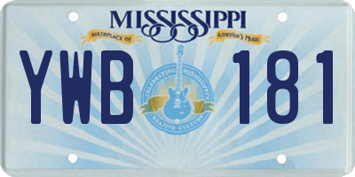 MS license plate YWB181