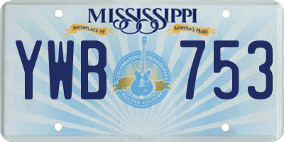 MS license plate YWB753