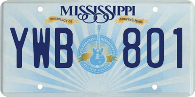 MS license plate YWB801