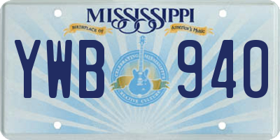MS license plate YWB940