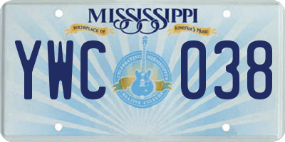 MS license plate YWC038