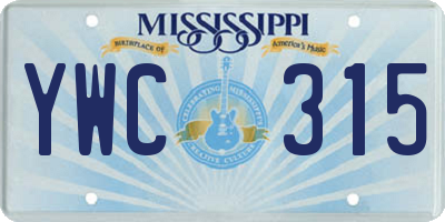 MS license plate YWC315