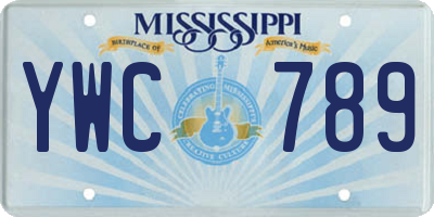 MS license plate YWC789