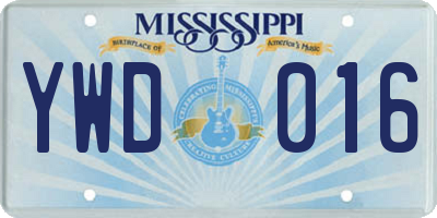 MS license plate YWD016