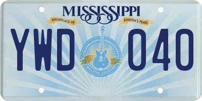 MS license plate YWD040