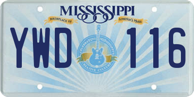 MS license plate YWD116