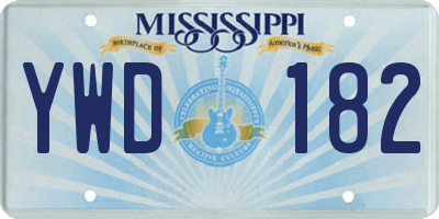 MS license plate YWD182