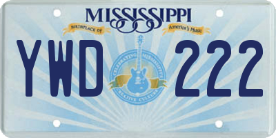MS license plate YWD222