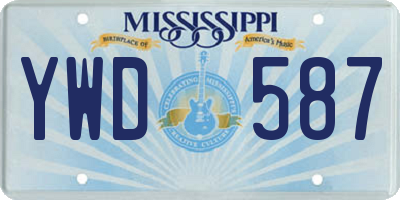 MS license plate YWD587