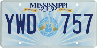 MS license plate YWD757