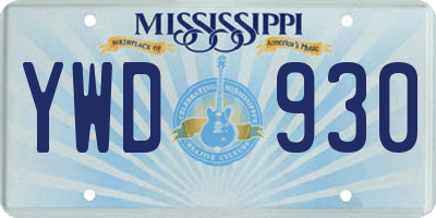 MS license plate YWD930
