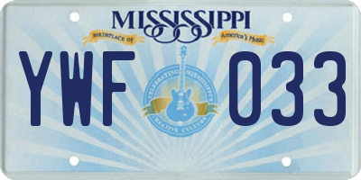 MS license plate YWF033
