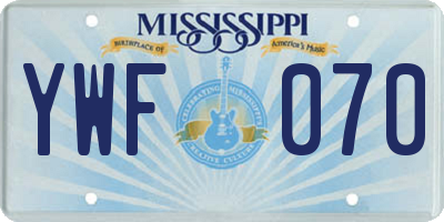 MS license plate YWF070