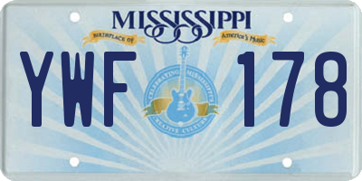 MS license plate YWF178
