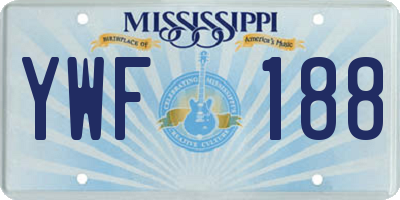 MS license plate YWF188