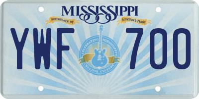 MS license plate YWF700