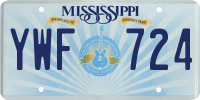 MS license plate YWF724