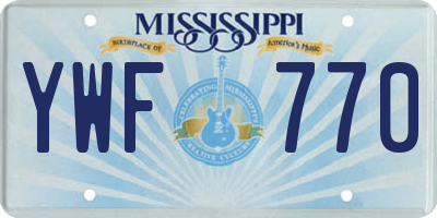 MS license plate YWF770