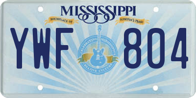MS license plate YWF804