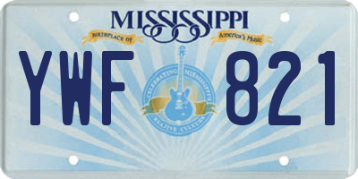 MS license plate YWF821