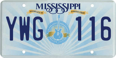 MS license plate YWG116