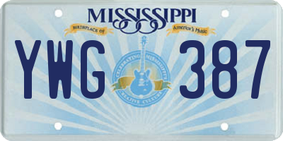 MS license plate YWG387
