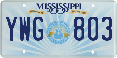 MS license plate YWG803