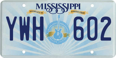 MS license plate YWH602