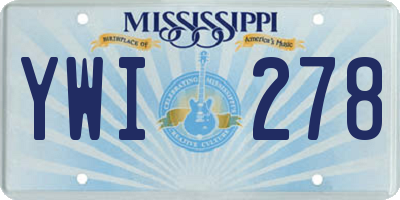 MS license plate YWI278