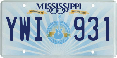 MS license plate YWI931