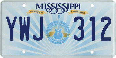 MS license plate YWJ312