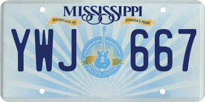 MS license plate YWJ667