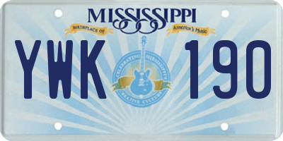 MS license plate YWK190