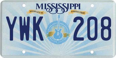 MS license plate YWK208