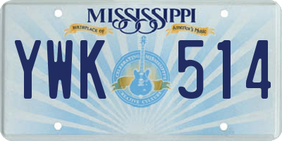 MS license plate YWK514