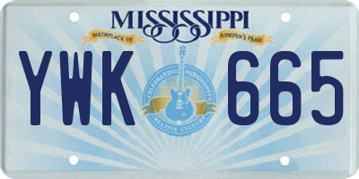 MS license plate YWK665