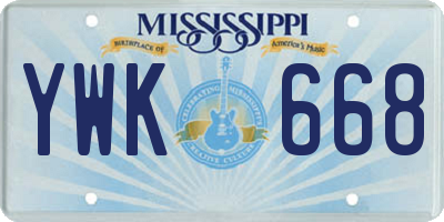 MS license plate YWK668
