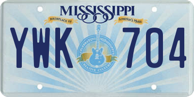 MS license plate YWK704