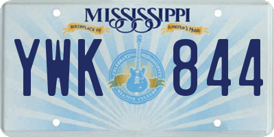 MS license plate YWK844