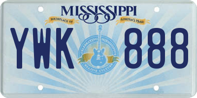 MS license plate YWK888