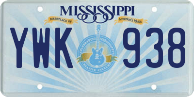 MS license plate YWK938