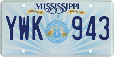 MS license plate YWK943