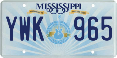 MS license plate YWK965