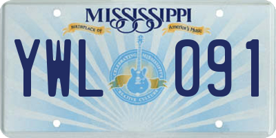 MS license plate YWL091